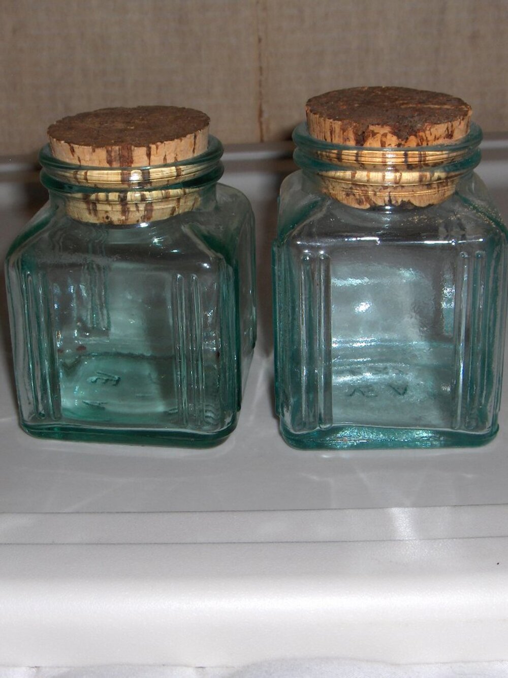 Tinted Glass bottles with Cork Lids, Vetreria Entrusca, Italy